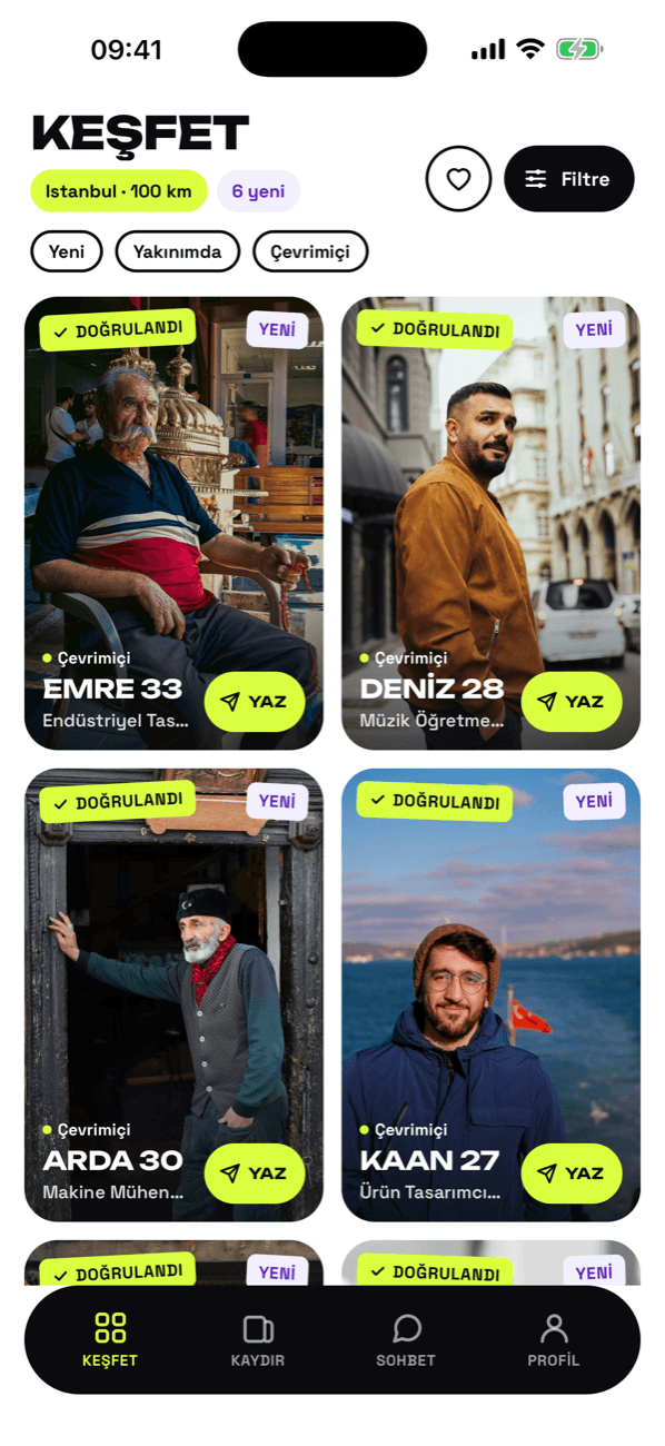 OnlyMens keşfet ekranı